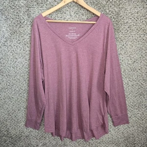 Torrid Top Womens 4 US Plus 4X Purple Classic Fit V Neck Long Sleeve Tee Casual - Picture 1 of 7