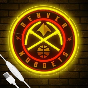 Basketball Team Neon Sign, Sport Light Up Dimmable Denver Basketball Team Log... - Picture 1 of 6
