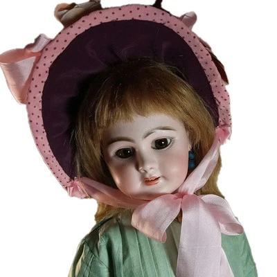 SOMBRERO MUÑECA SEDA~ Muñeca antigua francesa/alemana 25-26"~13-14" Cir. TODO COSIDO A MANO Foto 1 de 4