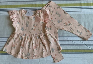 BNWT Baby Girls Pink Floral Frill Top Leggings Outfit/Set 6-9 months NEXT - Picture 1 of 6