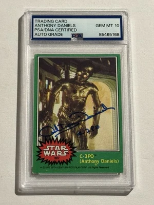 ANTHONY DANIELS 1977 TOPPS Star Wars Signed Auto C3-P0 Card #256 GEM MINT 10 PSA - Image 1 of 2