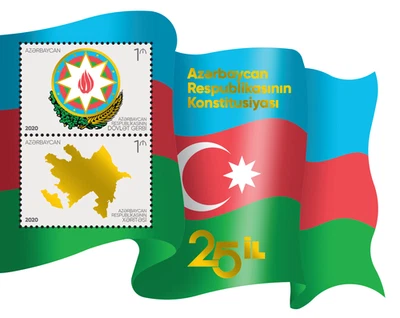 Azerbaiyán 2020 * 25 años de Constitución * Bandera * Bloque de figuras * MNH Foto 1 de 2