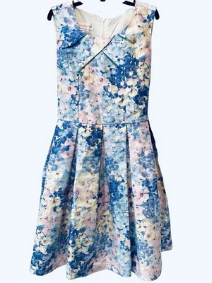 Bonnie Jean Floral Pastel Pleated Sleeveless Dress Party Back Bow Girls Size 12 - Image 1 of 4