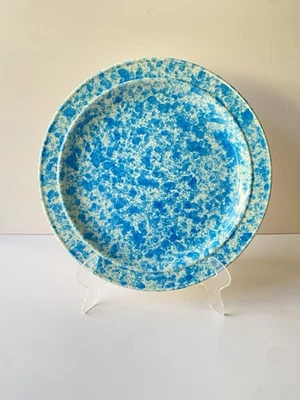 Antigo 1978 Homer Laughlin Blue Spongeware Splatter prato de jantar 10,5” 7 disponível - Imagem 1 de 4