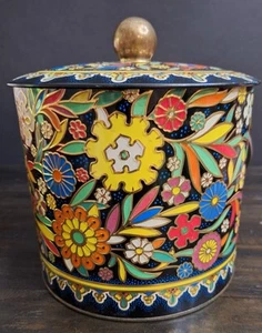 Vintage Daher Made In England Floral Tin Can/Bucket 7.25"H  *EMPTY* - Picture 1 of 12