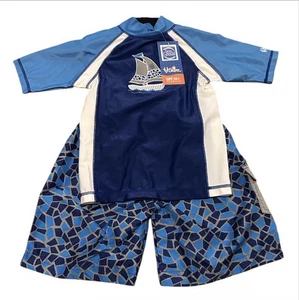 Conjunto de natación UV Skinz para niños 👦 Talla 7 azul/gris 🏖️ protector contra erupciones + sombrero de cubo extra - Imagen 1 de 2