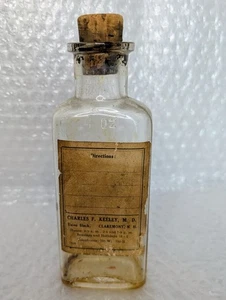 Vintage Apotheker Medizin Flasche Dr. Charles F Keeley Claremont NH 6" mit Korken - Bild 1 von 7