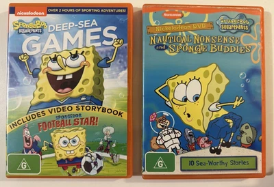 SPONGEBOB SQUAREPANTS DVD MOVIES 2x DEEP SEA GAMES & NAUTICAL NONSENSE & BUDDIES - Image 1 of 4