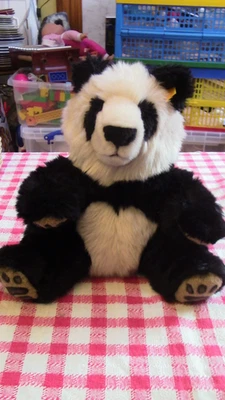 Steiff 064258 Panda Bear, Plush Toy Seated Panda Teddy Bear Manschli - Image 1 of 4