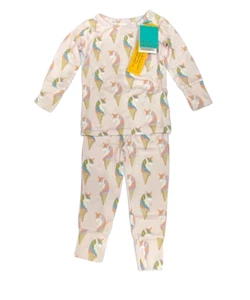 POSH PEANUT Bamboo Pajamas Toddler 18-24 Mo Unicorn Ice Cream Pink Long Sleeve - Picture 1 of 19