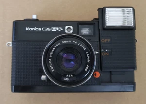 Konica C35 EFP 35 mm Filmkamera mit Hexanon 38 mm F4 Objektiv, Blitz funktioniert nicht - Bild 1 von 7
