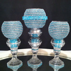 3 Piece Set Turquoise With Diamond Bling Wedding Centerpiece Table Top