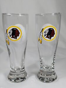 NEW Two NFL Washington Redskins Pilsner Beer Glasses Licensed