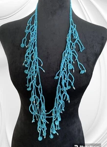 Faux Türkis Perlen Statement Halskette 2-Strang 21" vielseitig Lane Bryant EUC - Bild 1 von 9