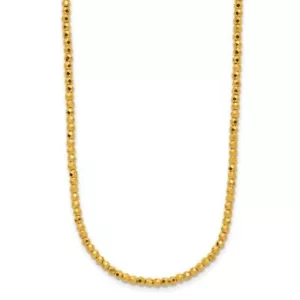 24K Solid Yellow Gold Beaded Chain Necklace - Picture 1 of 12