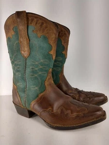 ARIAT Puntera Marrón Y Azulada Mujer Cuero Vaquero Botas EE. UU. 3 - Imagen 1 de 10