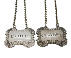 George III Sterling Silver Claret & Port Decanter Label Antique 1812 London - Picture 1 of 6