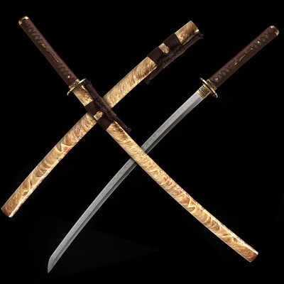 Japanese Samurai Katana Clay Tempered L6 Steel Blade Full Tang Sword Razor Sharp - Image 1 of 4