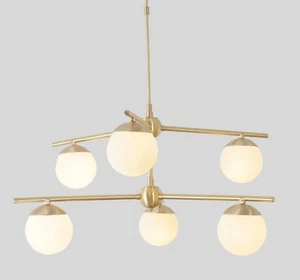 Modernist Edelstein Messing Kronleuchter Deckenleuchte zeitgenössische Pendelleuchte 6 Glühbirne - Bild 1 von 7