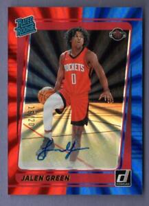 Jalen Green Auto 16/20 Rated Rookie Holo Red Blue Laser 2021-22 Donruss RC 209