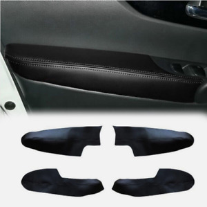 4PCS Black Interior Door Panels Armrest Leather Cover For Nissan Rogue 2014-2020