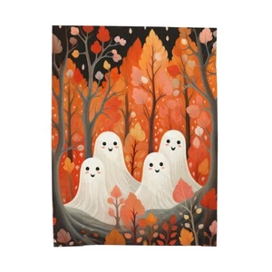 Cute Halloween Throw Blanket, Fall Throw Blanket, Autumn Throw Blanket, Kawaii - Picture 1 of 27