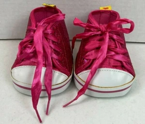 Build A Bear High top Sneakers Pink Sparkle Glitter Shoes Fuchsia #21G - Imagen 1 de 3