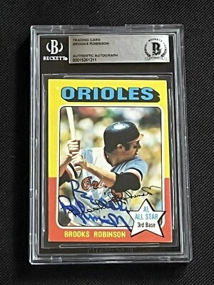 BROOKS ROBINSON 1975 TOPPS SIGNED AUTOGRAPHED CARD BECKETT BAS AUTHENTIC - Image 1 of 2