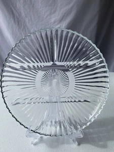 Vintage Cut Glass Round Divided Serving Platter Tray 10” X 1” - Picture 1 of 4