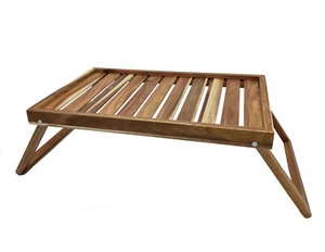 Akazien Bett Tablett - 49x33 cm - Holz Servier Frühstücks Laptop Tisch klappbar - Bild 1 von 2