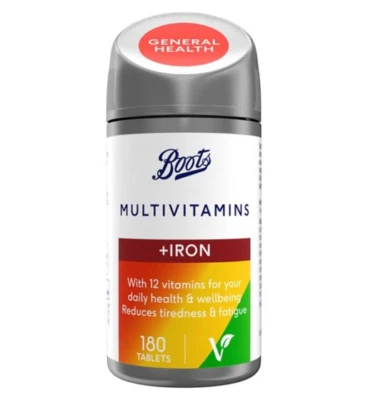 Boots Multivitamins With Iron 180 Tablets, 6 Month Supply, Vegetarian EXP:03/27 - Image 1 of 2