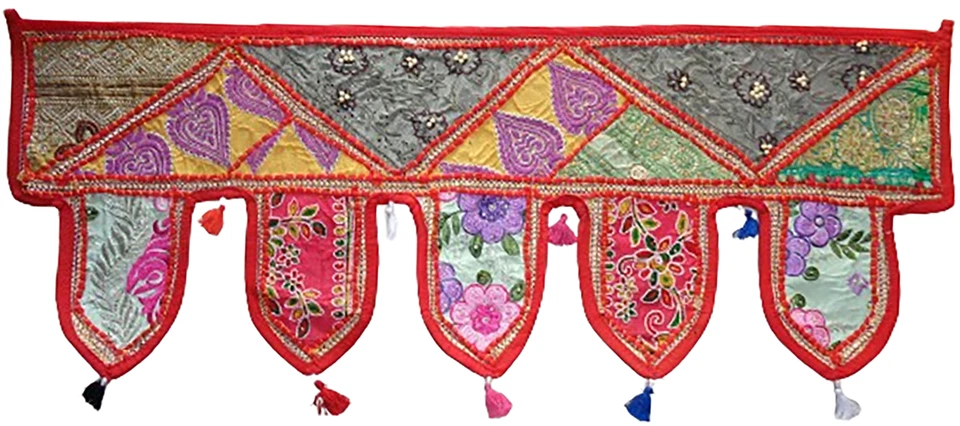 Porta decoração porta toran top valance boho parede pendurada patchwork bordado - Imagem 1 de 2