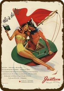 1946 JANTZEN Vintage Look Replica Metal Sign - SEXY WOMEN PIN-UP ON SAILBOAT - Picture 1 of 1
