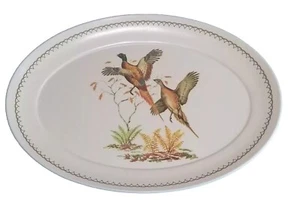 Grande piatto da portata vintage anni 70 in melamina vassoio tacchino 21" x 15" fagiani - Foto 1 di 6