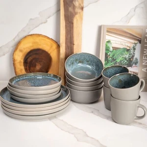 Scandi Home Stockholm Blau Reaktive Glasur Keramik Geschirr Sets für 4 - Bild 1 von 8