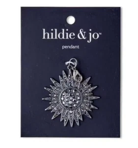 2" Antique Silver Sunburst Pendant With Gray Stones by hildie & jo - Picture 1 of 2