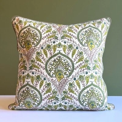 Botany Green Throw Pillow Cover  Embroidered 22 x 22 NWT - Image 1 of 4