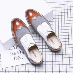 New 2025 Men Retro brogue lace-up black white oxford shoes Male Dress Wedding - Picture 1 of 27