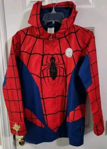 NUOVO Disney Marvel Youth taglia 9/10 Spider-Man giacca leggera con cappuccio e zip - Foto 1 di 17