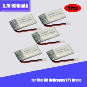 5 PIEZAS 3.7V 600mAh 25C Li-Po Batería XH2.54 Enchufe para Mini Helicóptero de RADIOCONTROL FPV Drone - Imagen 1 de 3