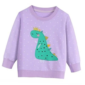 Toddler Girls Sweatshirts Crewneck Hoodies Long 6-7 Years 6# Dinosaur/Purple - Picture 1 of 8