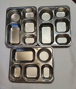 Juego de 3 bandejas de cena divididas rectangulares de acero inoxidable SUS304 - 5 secciones - Imagen 1 de 8