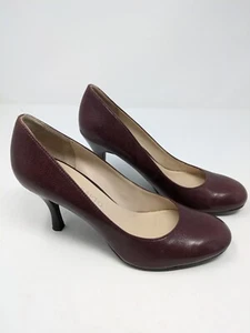 Franco Sarto Leather Raisin Heels Round Toe Burgundy Maroon Size 7M - Picture 1 of 11
