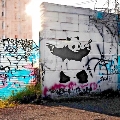 Banksy Schablone Panda Girl ❤️ A3 42 x 29 cm ❤️ Nr. 216 Grafiti Street Art - Bild 1 von 4
