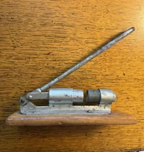 Reeds Rocket Pecan Nut Cracker ~Vintage ~ Metal w/Oak Wood Base ~ Made in USA - Picture 1 of 2