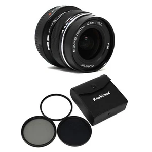 Olympus 12mm f2 M.Zuiko Digital ED Lens (Black) Camera Lens + Filter Kit 46mm - Picture 1 of 13
