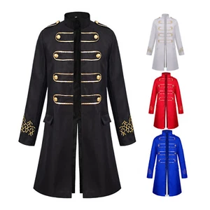 Men Steampunk Vintage Tailcoat Long Sleeve Jacket Frock Coat Halloween Costume - Picture 1 of 35
