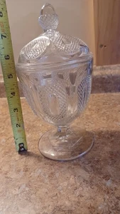  Antique EAPG Pattern BUCKLE And STAR SUGAR BOWL With Lid  Flint Glass - Picture 1 of 5