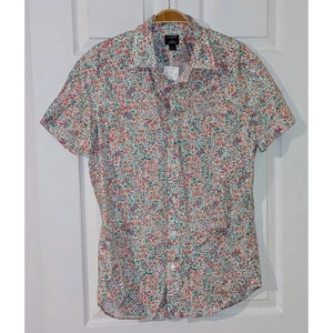 J. Crew Flex Washed Shirt Mens Medium Floral Print Short Sleeve Casual NWT $90 - Picture 1 of 8