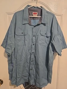 Wrangler Flex For Comfort Hemd Herren Gr. 3X Blau Grün Kurzarm Button Down - Bild 1 von 8